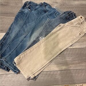 Boys size 5 Blue and Tan Jeans
